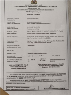 REGISTRATION CERTIFICATE OF ESTABLISHMENT
