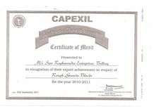 BEST EXPORT PERFORMANCE AWARD FROM CAPEXIL