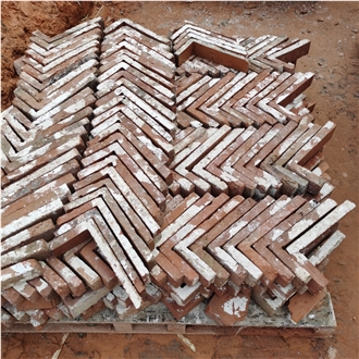 Antique Red Brick Corners|L Shape Reclaimed Bricks Tile