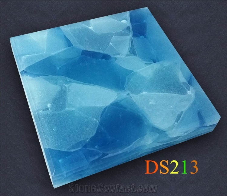 Blue Jade Recycled Glass Slab