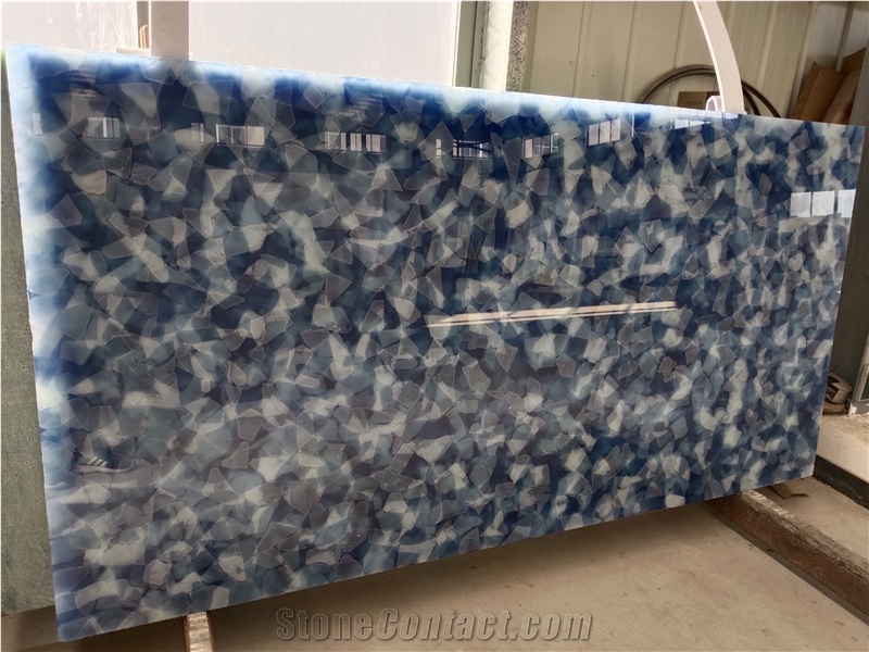 Blue Jade Recycled Glass Slab