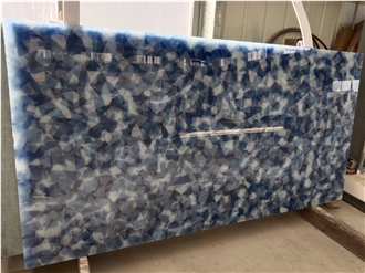 Blue Jade Recycled Glass Slab