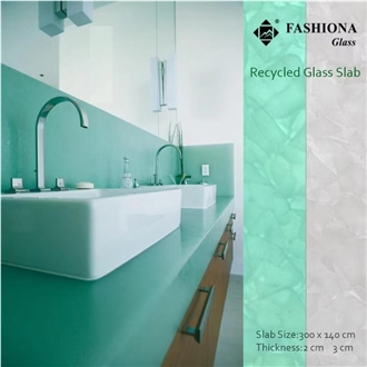 Recycled Jade Glass Slab Bathroom Countertop