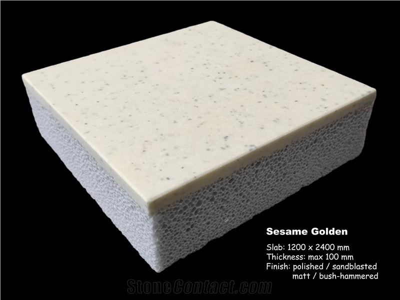 Sesame Golden Lightweight Micro Crystal Panel  Crystallized Glass Stone