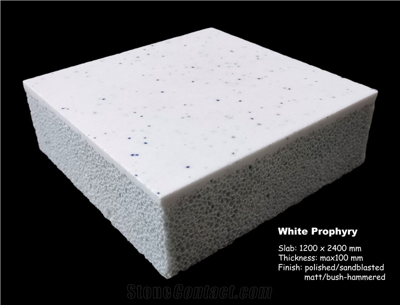White Porphyry Lightweight Crystal Crystallized Stone Tiles