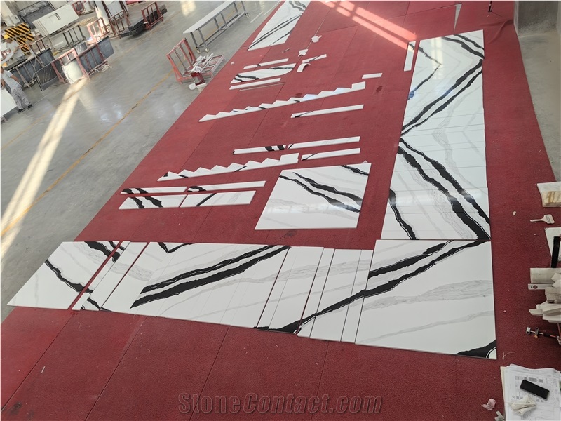 5008 Panda White Stair Floor Tiles Quartz Tiles For Project