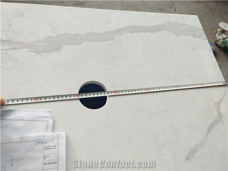 White 5055 Diana Extra Quartz Artificial Stone Countertop