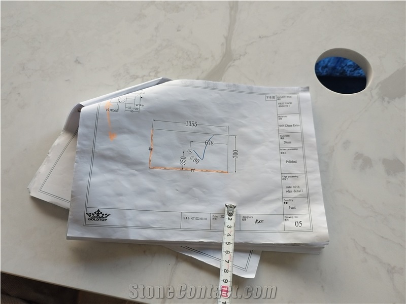 White 5055 Diana Extra Quartz Artificial Stone Countertop