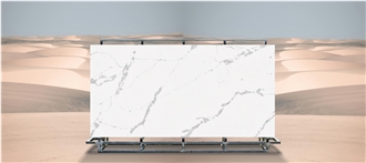 Artificial Quartz Surface Grey Veins White Quartz Slabs