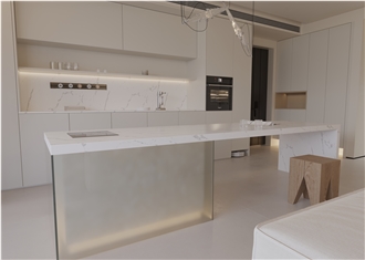 Artificial Quartz Surface Grey Veins White Quartz Slabs