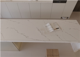 Artificial Quartz Surface Grey Veins White Quartz Slabs