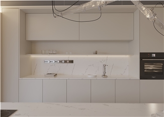 Artificial Quartz Surface Grey Veins White Quartz Slabs