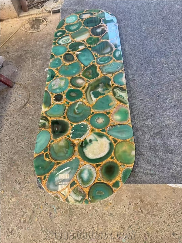 Backlit Green Agate Gemstone Semiprecious Stone Slabs