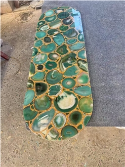 Backlit Green Agate Gemstone Semiprecious Stone Slabs