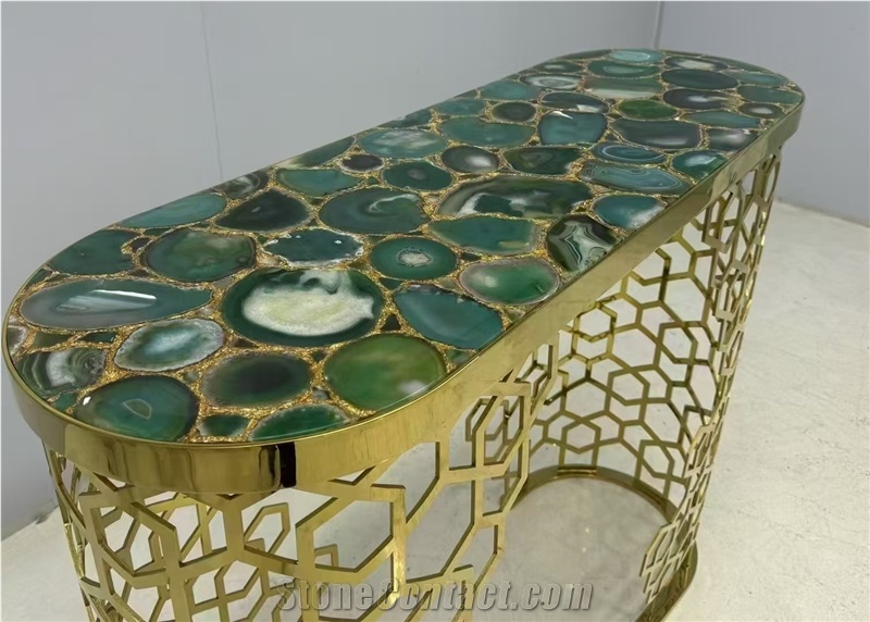 Backlit Green Agate Gemstone Semiprecious Stone Slabs
