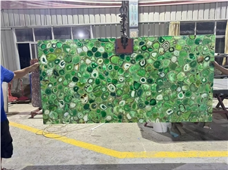 Backlit Green Agate Gemstone Semiprecious Stone Slabs