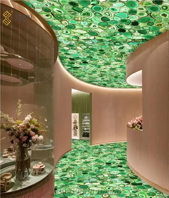 Backlit Green Agate Gemstone Semiprecious Stone Slabs
