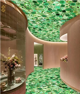Backlit Green Agate Gemstone Semiprecious Stone Slabs