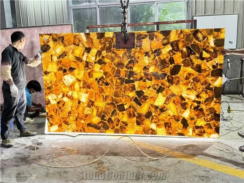 Backlit Smoky Crystal Gemstone Semiprecious Stone Slabs