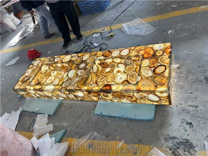 Backlit Smoky Crystal Gemstone Semiprecious Stone Slabs