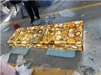 Backlit Smoky Crystal Gemstone Semiprecious Stone Slabs
