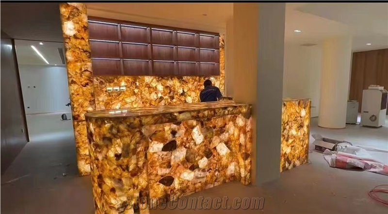 Backlit Smoky Crystal Gemstone Semiprecious Stone Slabs