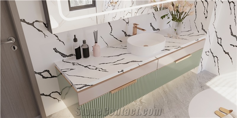 Classic Artifical Panda White Quartz Slabs