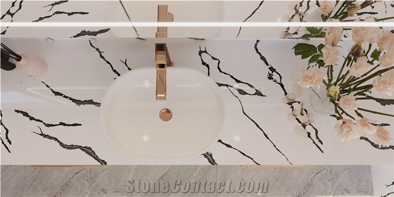 Classic Artifical Panda White Quartz Slabs