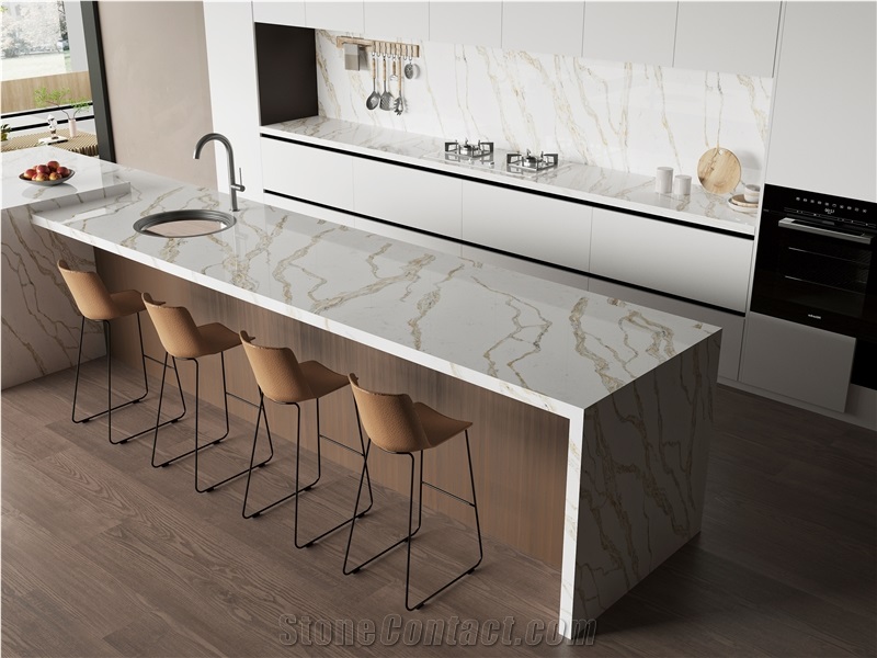 Golden Color Vein Artificial Stone Countertop