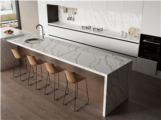 Golden Color Vein Artificial Stone Countertop