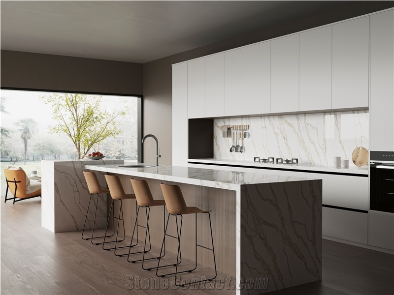 Golden Color Vein Artificial Stone Countertop