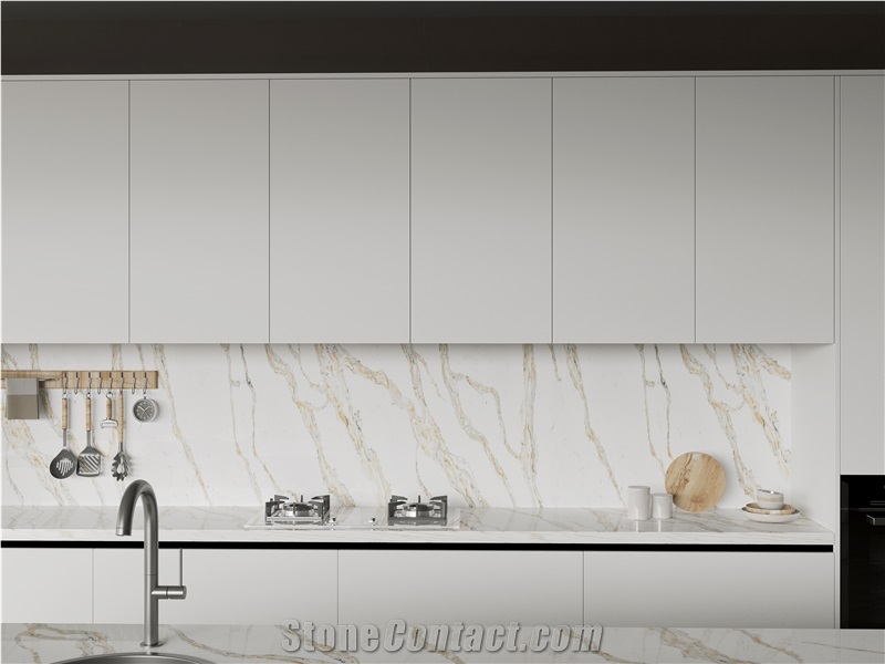 Golden Color Vein Artificial Stone Countertop