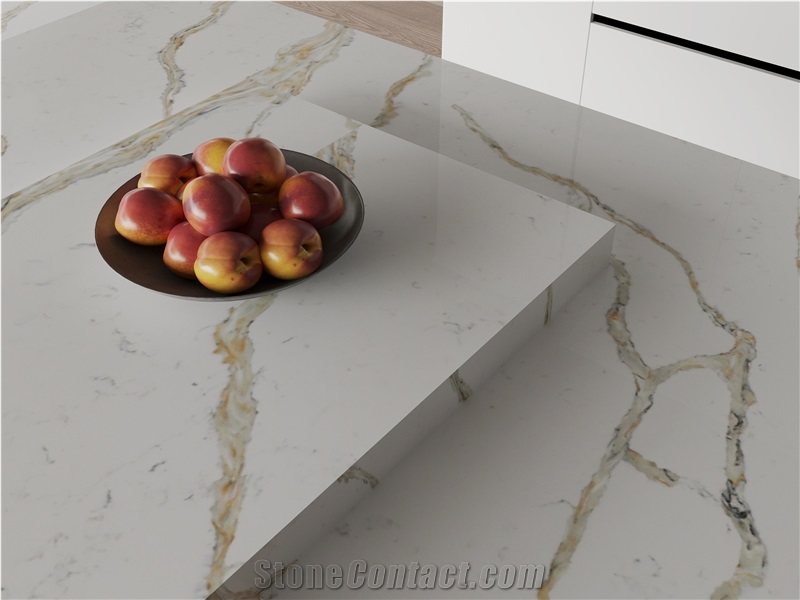 Golden Color Vein Artificial Stone Countertop