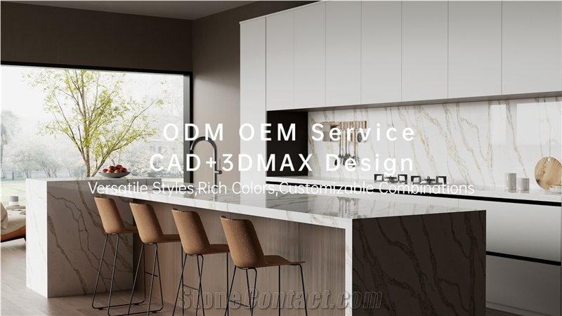 Golden Color Vein Artificial Stone Countertop