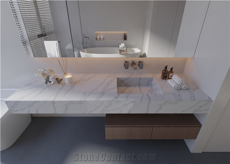 High Quality White Artificial Stone Bath Countertop