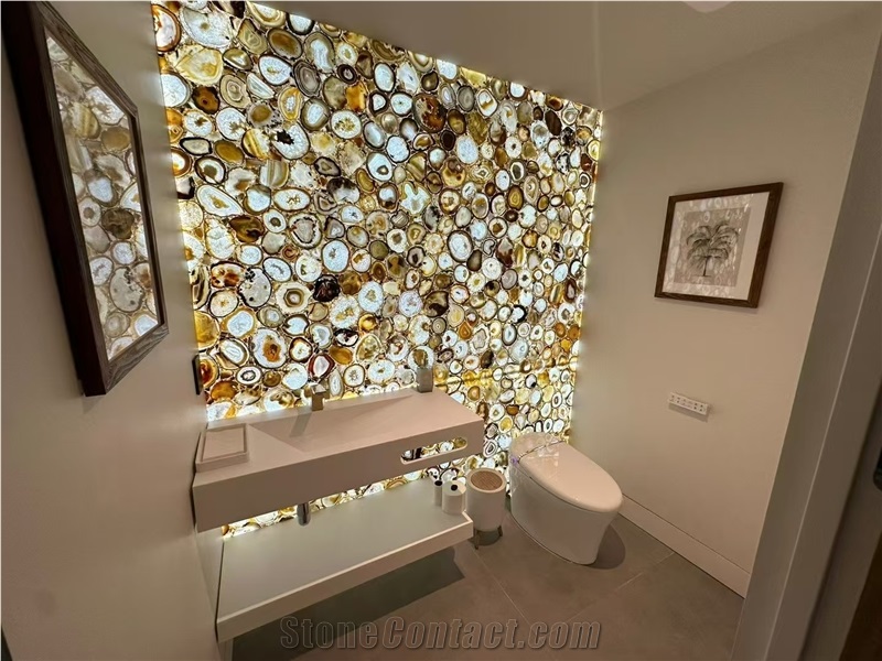 Hot Selling Natural Brown Agate Semiprecious Stone Slabs