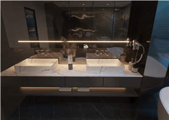 Polished White Wholesale Artificial Stone Bath Countertop