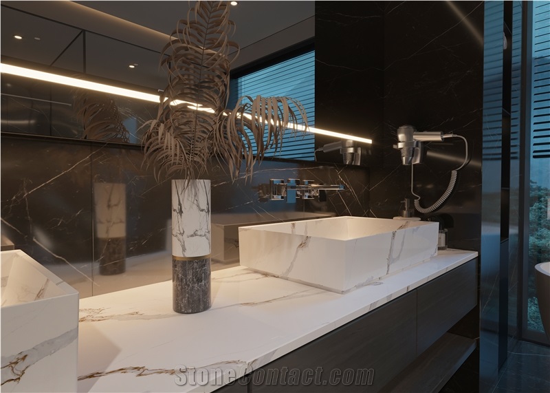 Polished White Wholesale Artificial Stone Bath Countertop