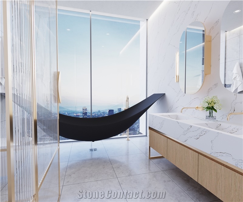 Super White Quartz Artificial Stone Bath Countertop