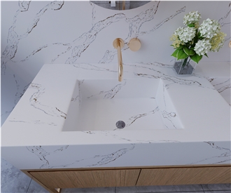 Super White Quartz Artificial Stone Bath Countertop