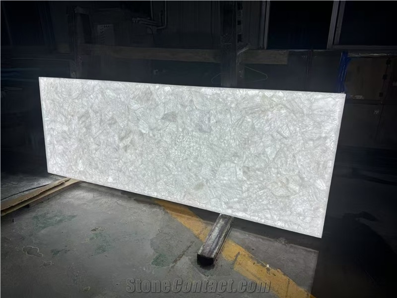 White Crystal Quartz Gemstone Semiprecious Stone Slabs