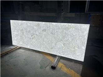 White Crystal Quartz Gemstone Semiprecious Stone Slabs