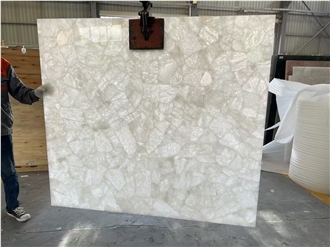 White Crystal Quartz Gemstone Semiprecious Stone Slabs
