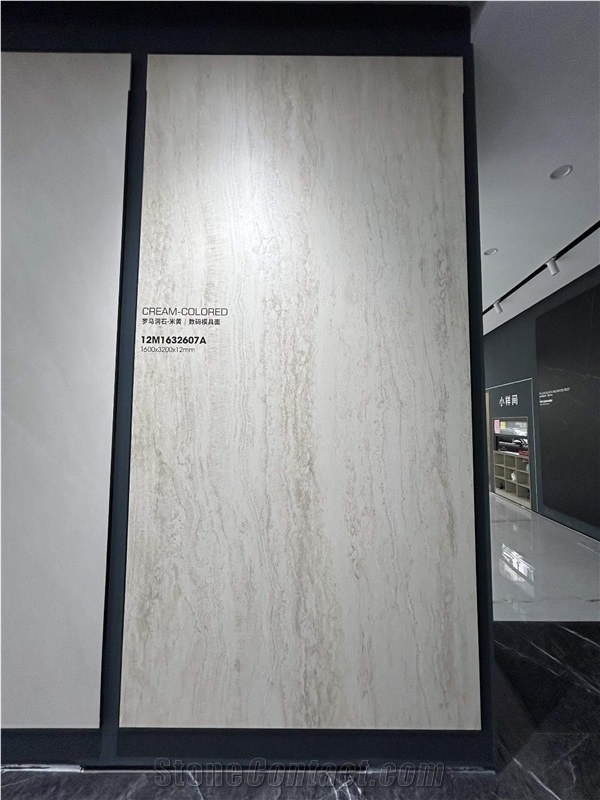 1600*3200 Travertine Beige Mold 1.2Cm Porcelain Slabs