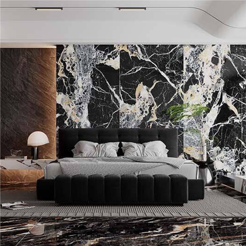 China K Goldano Black Polished 1.2Cm Porcelain Slabs