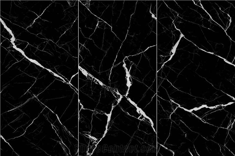 Chinese Nero Portoro Black Glossy 1.2Cm Porcelain Tiles