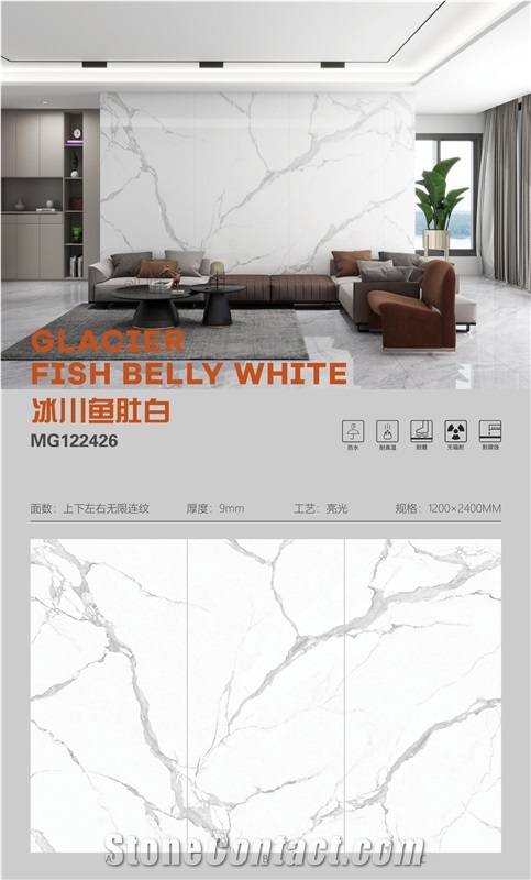 Artificial Calacatta Sintered Stone Slabs Glossy Wall Floor