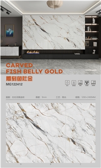 Artificial Calacatta Sintered Stone Slabs Glossy Wall Floor