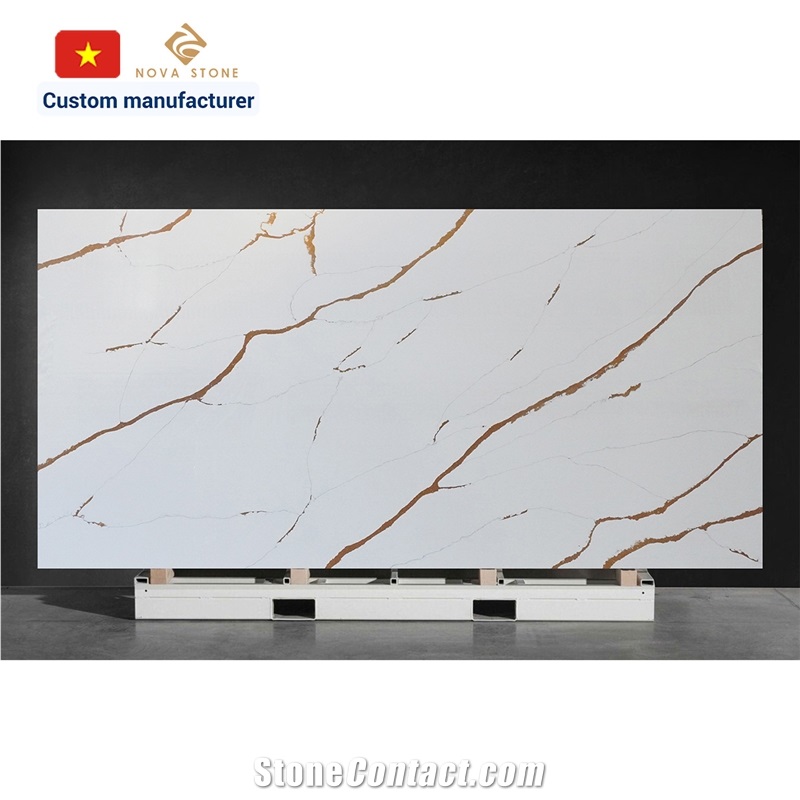 NV806 Engineered Calacatta Quartz Slabs