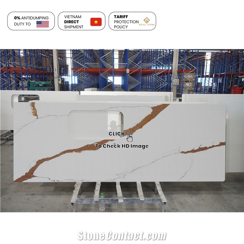 NV806 Engineered Calacatta Quartz Slabs